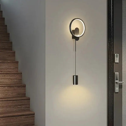 Modern nordic gold led wall light bedroom circular sconce