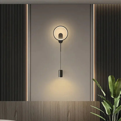 Modern nordic gold led wall light bedroom circular sconce
