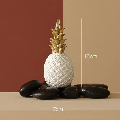 Modern nordic gold & white golden pineapple figurine living room decor