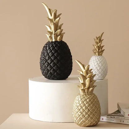 Modern nordic gold & white golden pineapple figurine living room decor