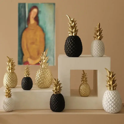 Modern nordic gold & white golden pineapple figurine living room decor