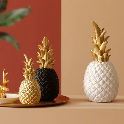 Modern nordic gold & white golden pineapple figurine living room decor