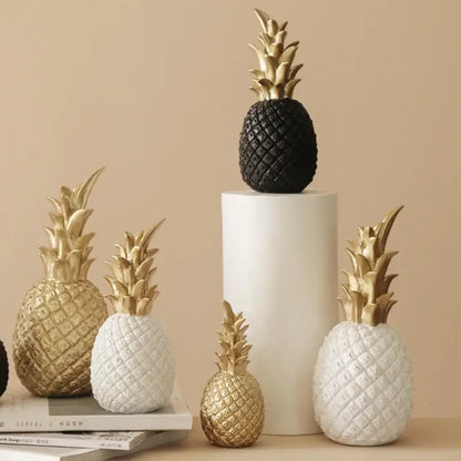 Modern nordic gold & white golden pineapple figurine living room decor