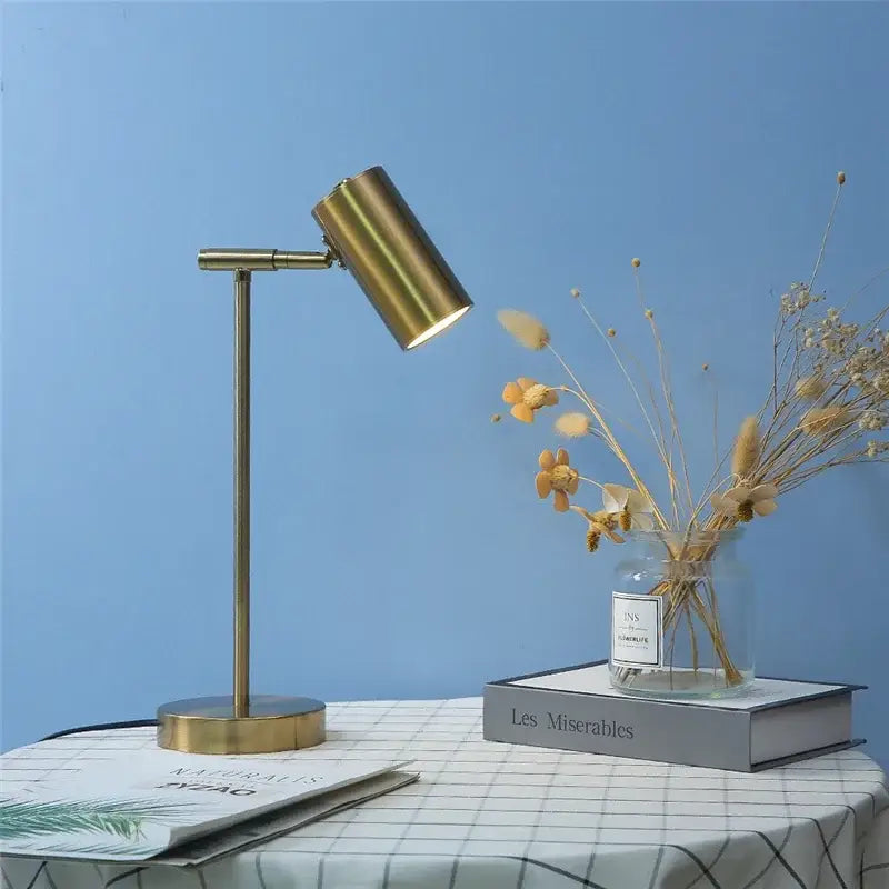 Modern nordic golden table lamp bedroom adjustable brass desk light