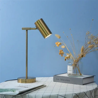 Modern nordic golden table lamp bedroom adjustable brass desk light
