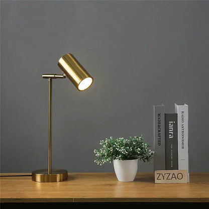 Modern nordic golden table lamp bedroom adjustable brass desk light