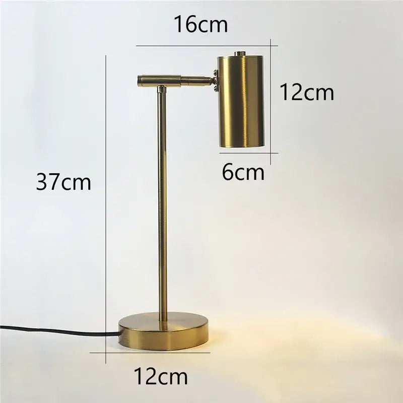 Modern nordic golden table lamp bedroom adjustable brass desk light