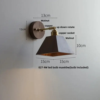 Modern nordic gray and walnut led wall sconce bedroom light fixture