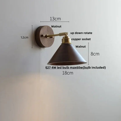 Modern nordic gray and walnut led wall sconce bedroom light fixture