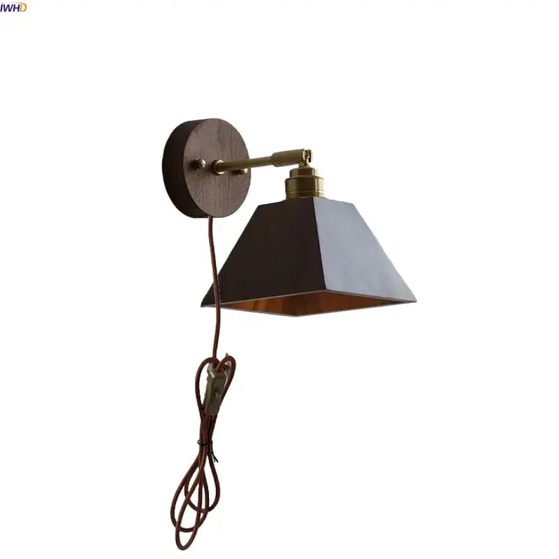Modern nordic gray and walnut led wall sconce bedroom light fixture