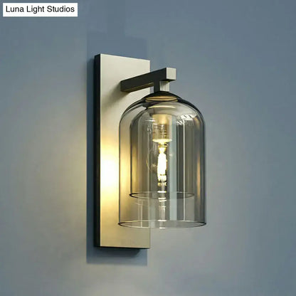 Modern nordic grey finish glass dome wall lamp corridor sconce
