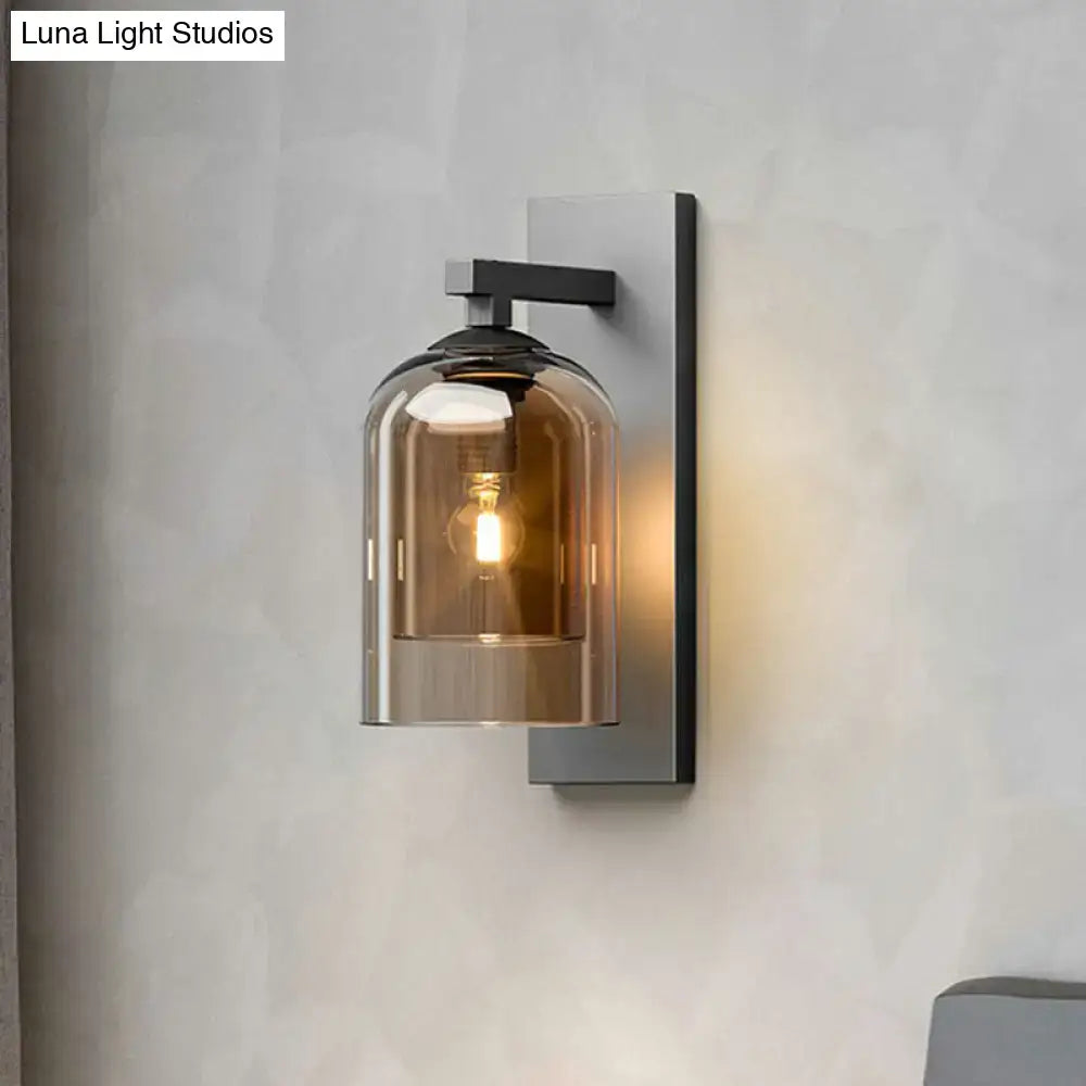Modern nordic grey finish glass dome wall lamp corridor sconce