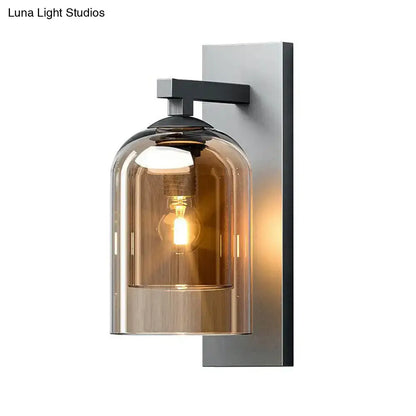 Modern nordic grey finish glass dome wall lamp corridor sconce