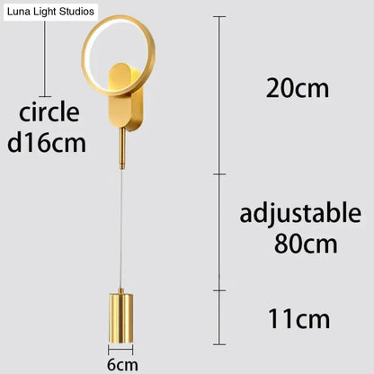 Modern nordic led wall lamp bedroom sconce in black & gold