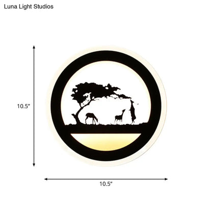 DecorBites™ Modern Nordic LED Wall Light Sconce - Round/Elephant/Giraffe Design, Ultrathin and Wall Mounted - Acrylic Shade - Warm/White Light