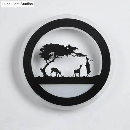 DecorBites™ Modern Nordic LED Wall Light Sconce - Round/Elephant/Giraffe Design, Ultrathin and Wall Mounted - Acrylic Shade - Warm/White Light