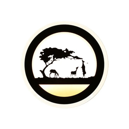 DecorBites™ Modern Nordic LED Wall Light Sconce - Round/Elephant/Giraffe Design, Ultrathin and Wall Mounted - Acrylic Shade - Warm/White Light