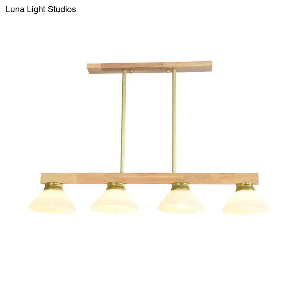 Modern nordic linear wood hanging light dining room gold & black