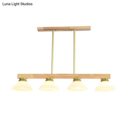 Modern nordic linear wood hanging light dining room gold & black