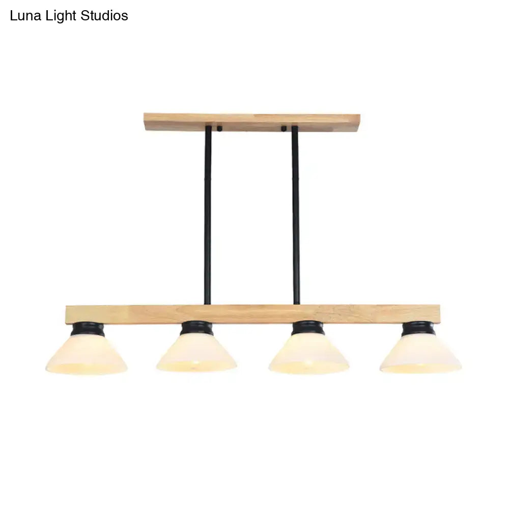 Modern nordic linear wood hanging light dining room gold & black