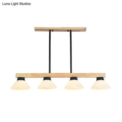 Modern nordic linear wood hanging light dining room gold & black