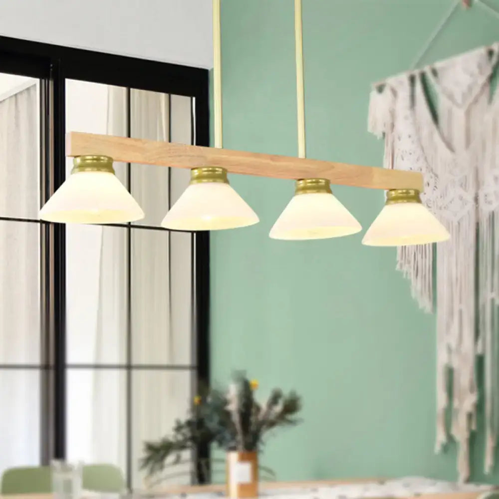 Modern nordic linear wood hanging light dining room gold & black