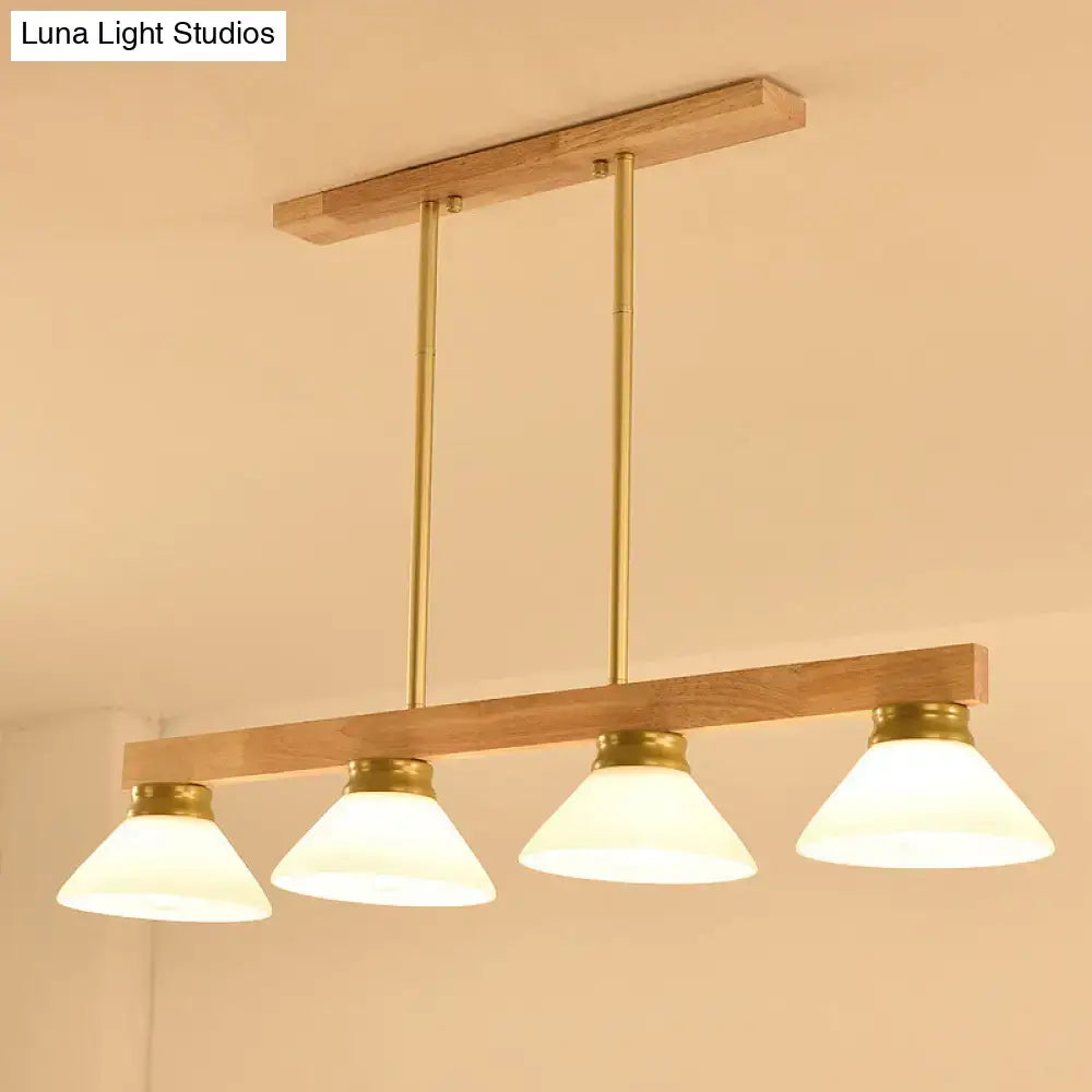 Modern nordic linear wood hanging light dining room gold & black