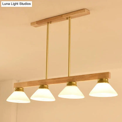 Modern nordic linear wood hanging light dining room gold & black