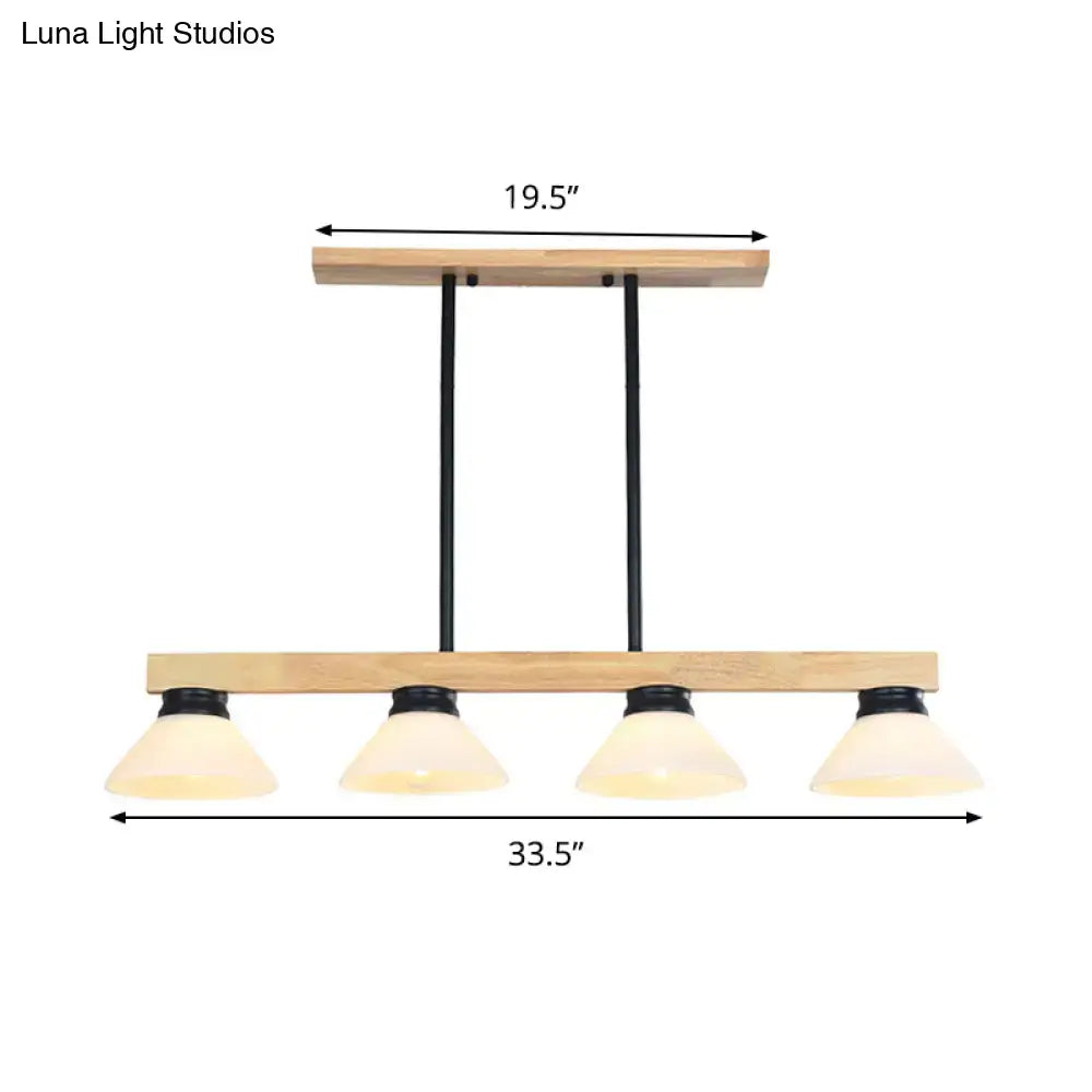 Modern nordic linear wood hanging light dining room gold & black