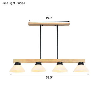 Modern nordic linear wood hanging light dining room gold & black