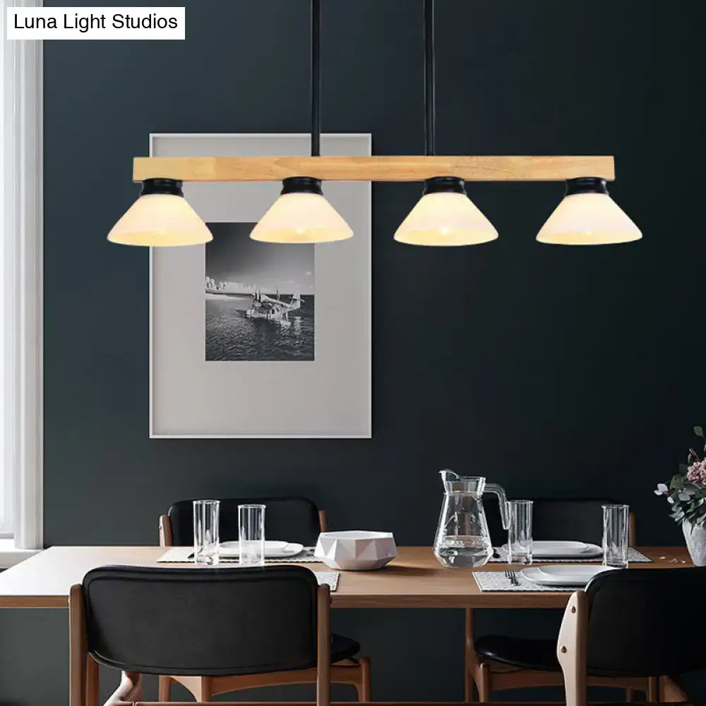 Modern nordic linear wood hanging light dining room gold & black