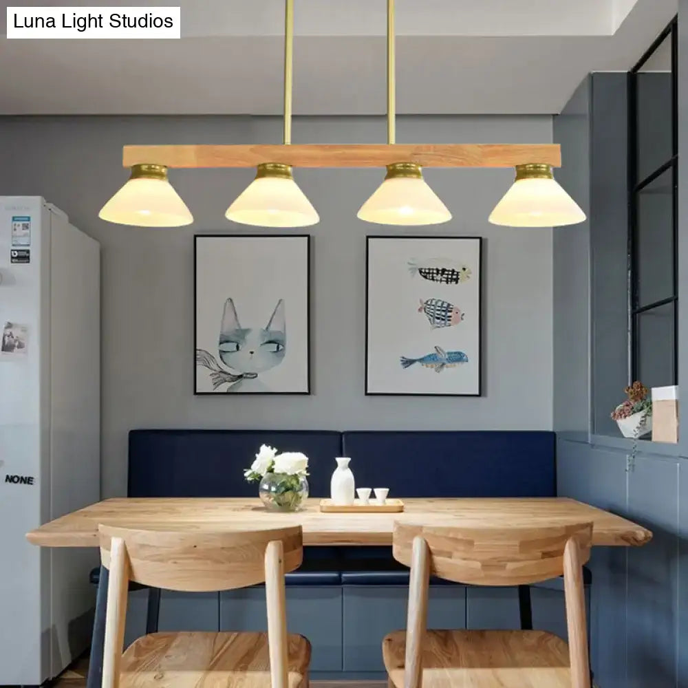 Modern nordic linear wood hanging light dining room gold & black