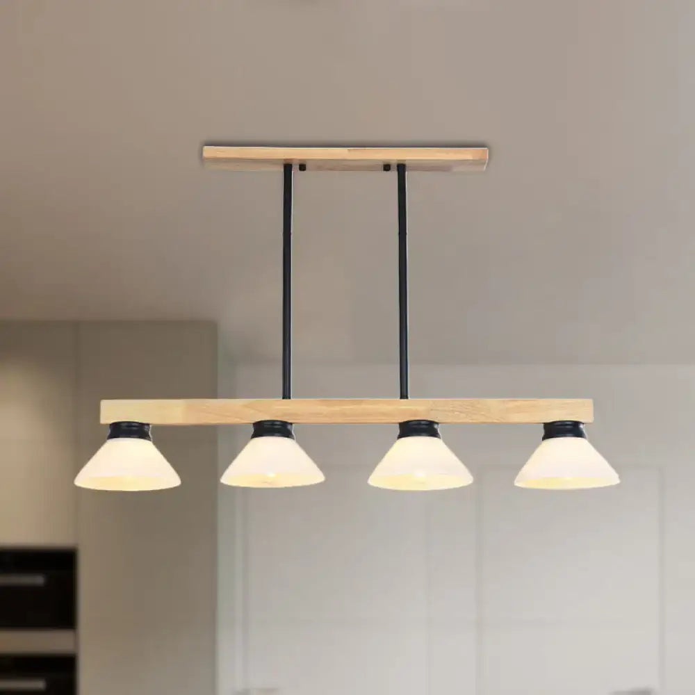 Modern nordic linear wood hanging light dining room gold & black