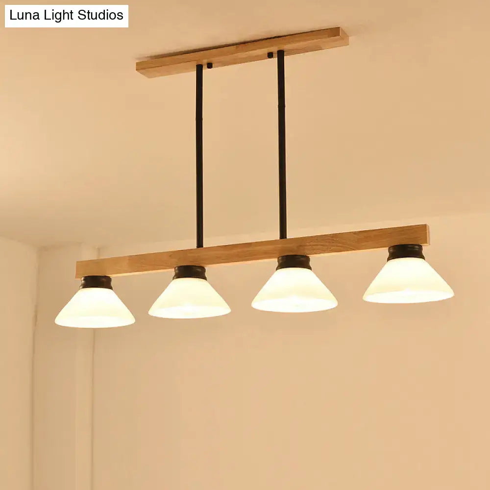 Modern nordic linear wood hanging light dining room gold & black