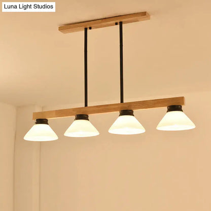 Modern nordic linear wood hanging light dining room gold & black