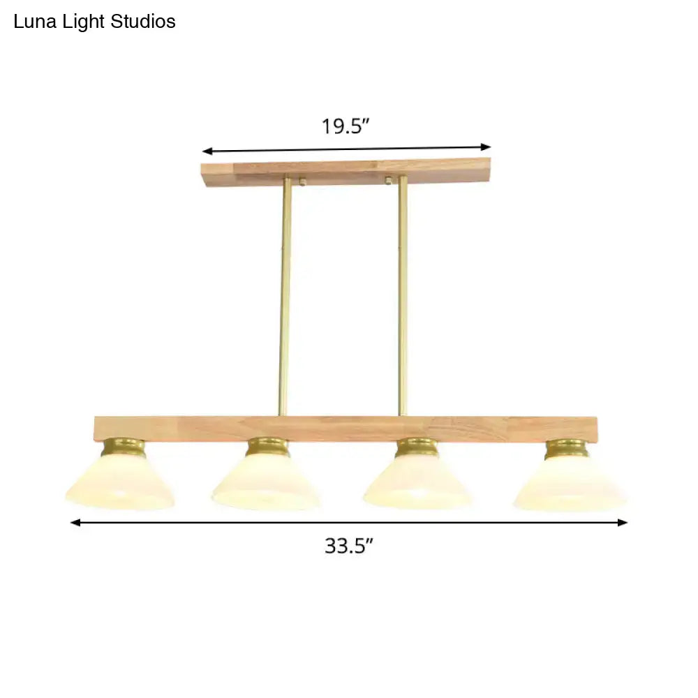 Modern nordic linear wood hanging light dining room gold & black