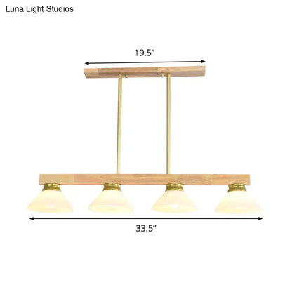 Modern nordic linear wood hanging light dining room gold & black