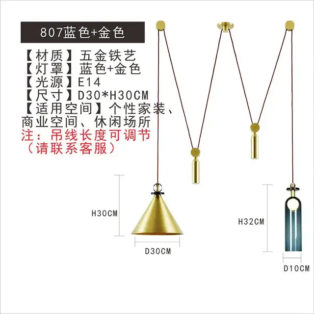 Modern nordic multi color glass chandelier dining room pendant light