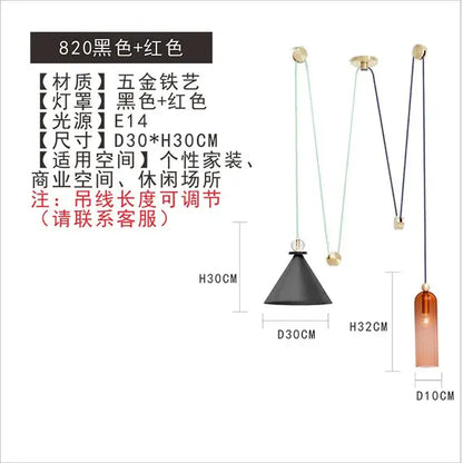 Modern nordic multi color glass chandelier dining room pendant light