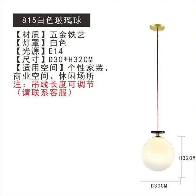 Modern nordic multi color glass chandelier dining room pendant light
