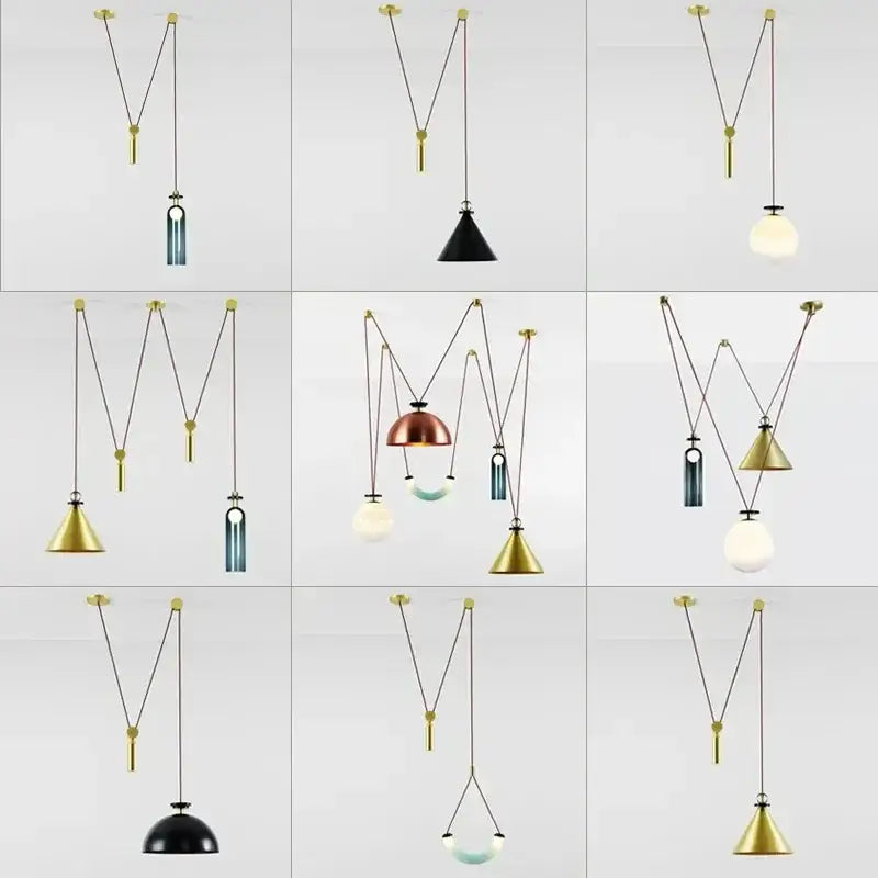 Modern nordic multi color glass chandelier dining room pendant light