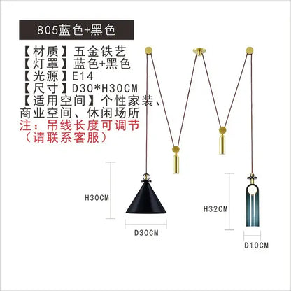 Modern nordic multi color glass chandelier dining room pendant light