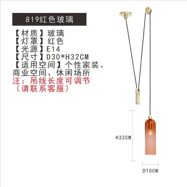 Modern nordic multi color glass chandelier dining room pendant light