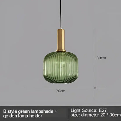 Modern nordic ribbed glass led pendant lights for dining room