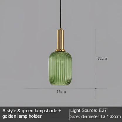 Modern nordic ribbed glass led pendant lights for dining room