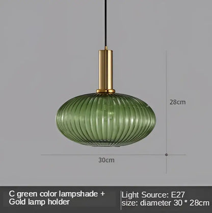 Modern nordic ribbed glass led pendant lights for dining room