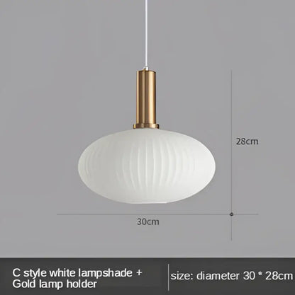 Modern nordic ribbed glass led pendant lights for dining room