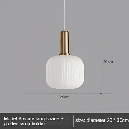 Modern nordic ribbed glass led pendant lights for dining room