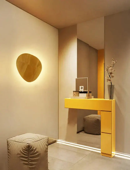 Modern nordic round eclipse wooden wall lamp for bedroom bedroom