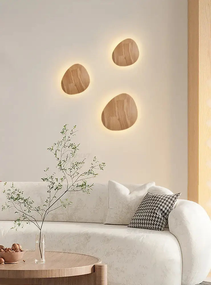 Modern nordic round eclipse wooden wall lamp for bedroom bedroom